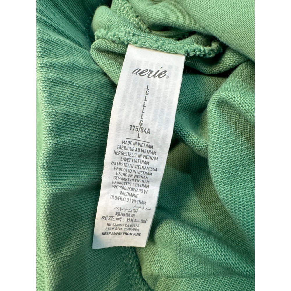 Aerie Green Ribbed Waist Drawstring Joggers L Casual Colourful Loungewear - Picture 10 of 11